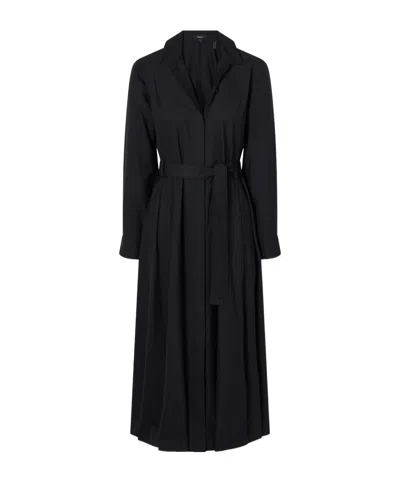 Theory Belted Flannel Midi Dress In Black