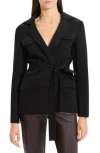Theory Belted Knit Blazer In Black