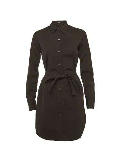 Pre-owned Theory Belted Long-sleeves Mini Dress In Black