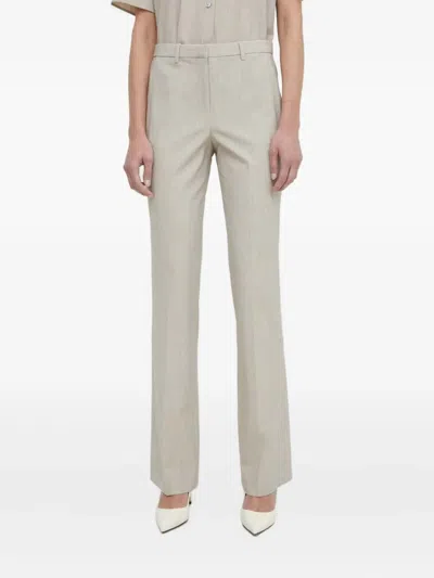 Theory Belted-loop Trousers In Gray