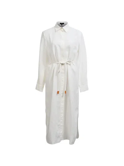 Pre-owned Theory Belted Maxi Shirt Dress In Neutral