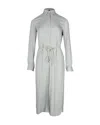 Theory Belted Midi Shirt Dress In Grey Silk In Grey