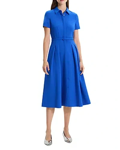 Theory Belted Midi Shirtdress In Blue