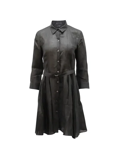 Pre-owned Theory Belted Shirt Dress In Black