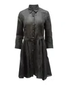 Theory Belted Shirt Dress In Black Linen In Black