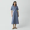 Theory Belted Shirt Dress In Fluid Linen In Blue