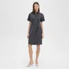 Theory Belted Shirt Dress In Good Wool In Charcoal Melange