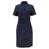 Theory Belted Shirt Dress In Navy Blue Wool In Blue