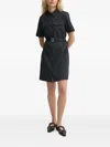 Theory Belted Cotton-blend Twill Midi Shirt Dress In Black