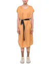 Theory Belted Silk-blend Midi Dress In Brown
