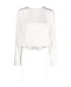 Theory Belted Silk Blouse In White