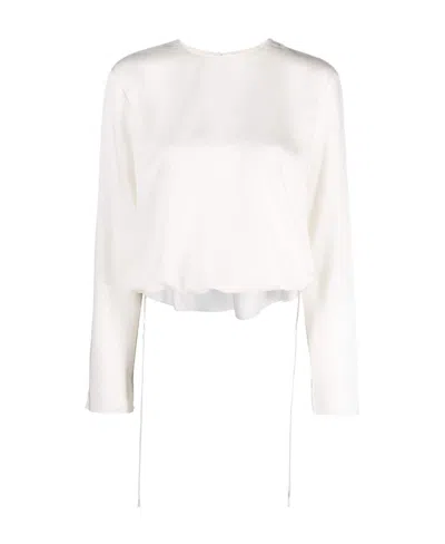 Theory Belted Silk Blouse In White