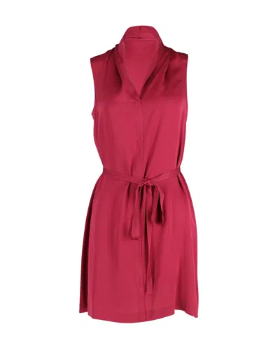 Theory Belted Sleeveless Dress In Red Silk