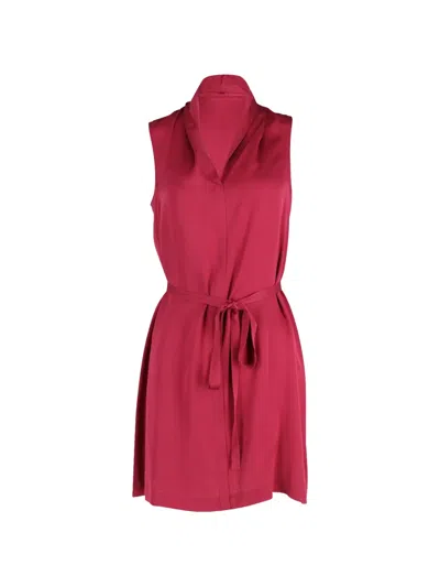 Pre-owned Theory Belted Sleeveless Mini Dress In Red