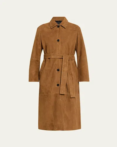 THEORY BELTED SUEDE TRENCH COAT