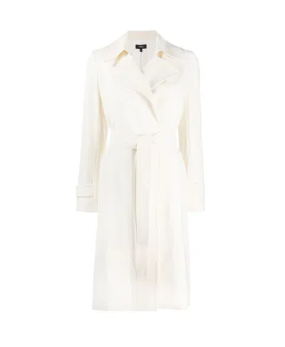 Theory Womens Rice Oaklane Tie-belt Regular-fit Crepe Coat