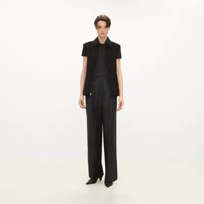 Theory Belted Vest In Double-face Wool-cashmere In Black