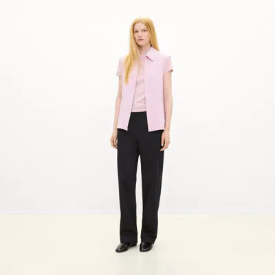 Theory Belted Vest In Double-face Wool-cashmere In Pink