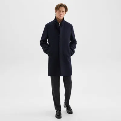 Theory Belvin Coat In Recycled Wool-blend Melton In Baltic