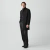 Theory Belvin Coat In Textured Wool-blend Melton In Black