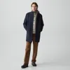 Theory Belvin Coat In Textured Wool-blend Melton In Blue