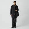 Theory Belvin Coat In Textured Wool-blend Melton In Black