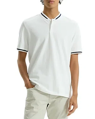 Theory Berk Pima Cotton Stretch Function Pique Tipped Regular Fit Polo Shirt In White
