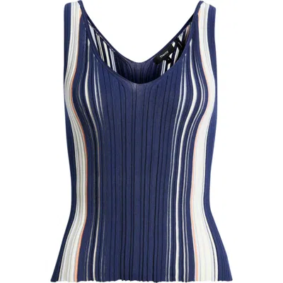 Theory Berkle Crinkle Organic Cotton Blend Tank In Blue
