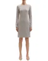 Theory Betty Long Sleeve Grid Knit Dress In Multi
