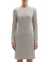 Theory Betty Long Sleeve Grid Knit Dress In Multi