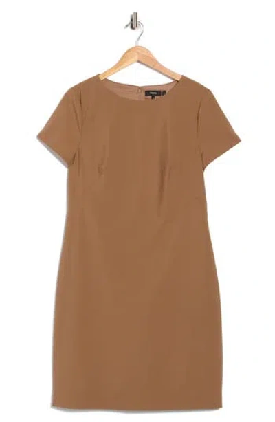 Theory Betty Short Sleeve Shift Dress In Brown