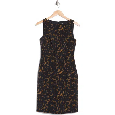 Theory Betty Tortoise Crepe Sheath Dress In Dark Brown