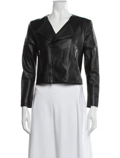 Pre-owned Theory Biker Jacket In Black