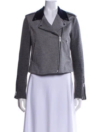 Pre-owned Theory Biker Jacket In Gray