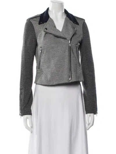 Pre-owned Theory Biker Jacket In Gray