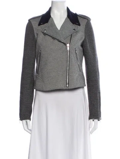Pre-owned Theory Biker Jacket In Gray