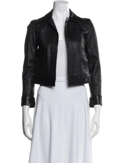 Pre-owned Theory Biker Jacket In Green