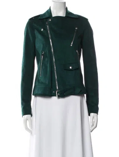 Pre-owned Theory Biker Jacket In Green