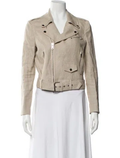 Pre-owned Theory Biker Jacket In Neutral