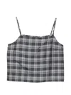 Theory Bind Strap Plaid Silk Top In Blue