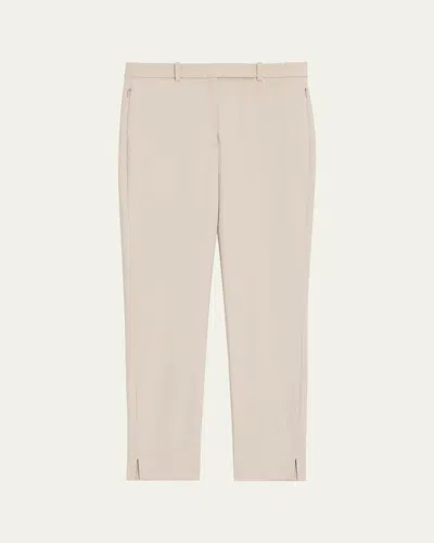 Theory Bistretch High-waist Tapered Crop Pants In Cream