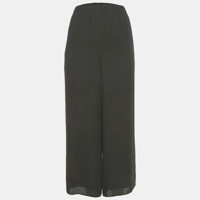 Pre-owned Theory Black Chiffon Wide-leg Trousers L