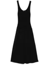 Theory Scoop Neckline Midi Dress With Flared Skirt