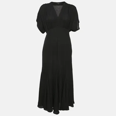 Pre-owned Theory Black Crepe Flared Midi Dress Xs