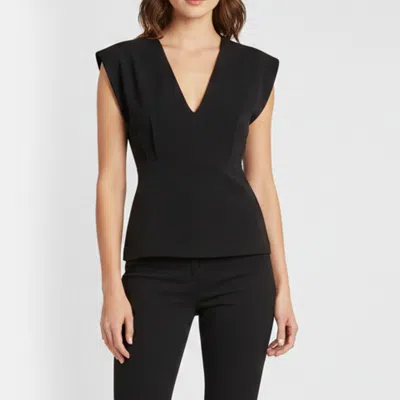 Pre-owned Theory Black Crepe V-neck Pleated Sleeveless Blouse Xs