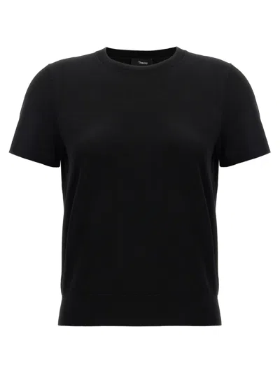 Theory Crewneck Wide-sleeve T-shirt In Black