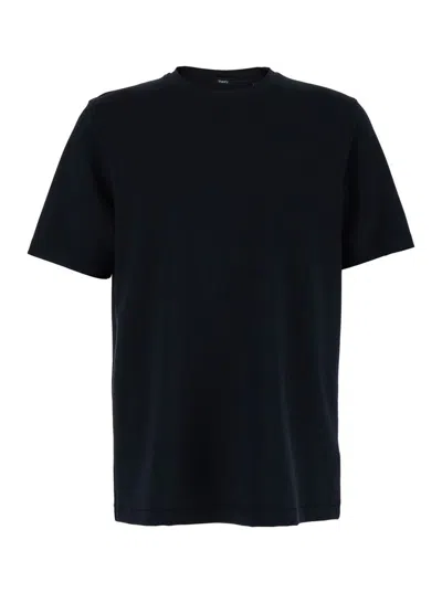 Theory Black Crewneck T-shirt In Jersey Man