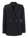 Theory Black Double Breasted Jacket With Shoulder Pads In Black