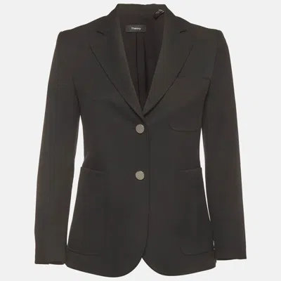 Pre-owned Theory Black Gabardine Single Breasted Blazer S