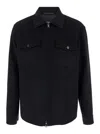 Theory Black Jacket With Collar And Zip Closure In Black
